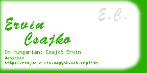 ervin csajko business card