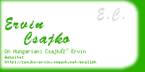 ervin csajko business card